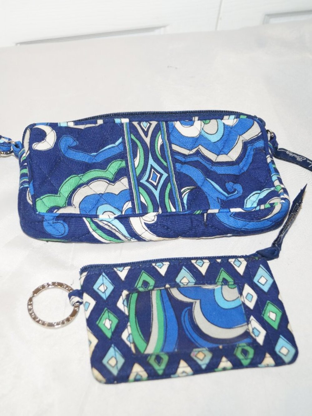 Vera Bradley Wristlet Wallet Tech Case Keychain Phone Paisley Lot of 2 Blue